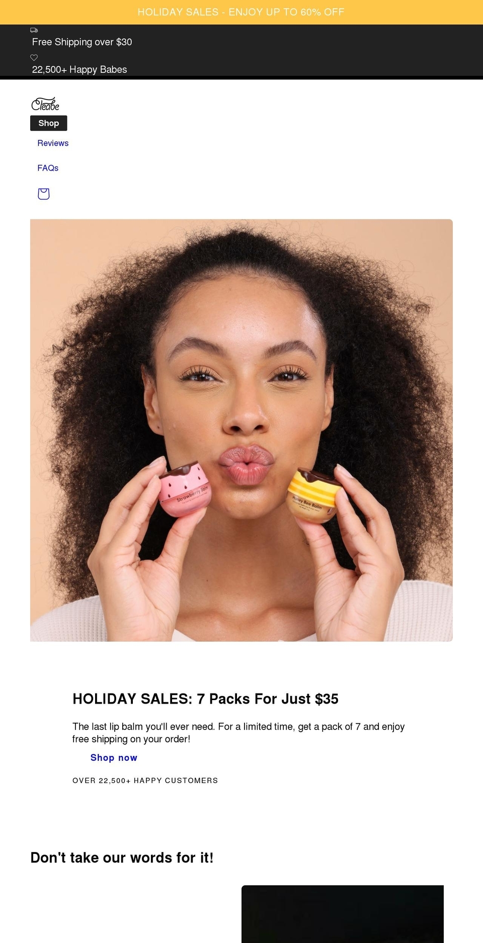 cleabe.com shopify website screenshot