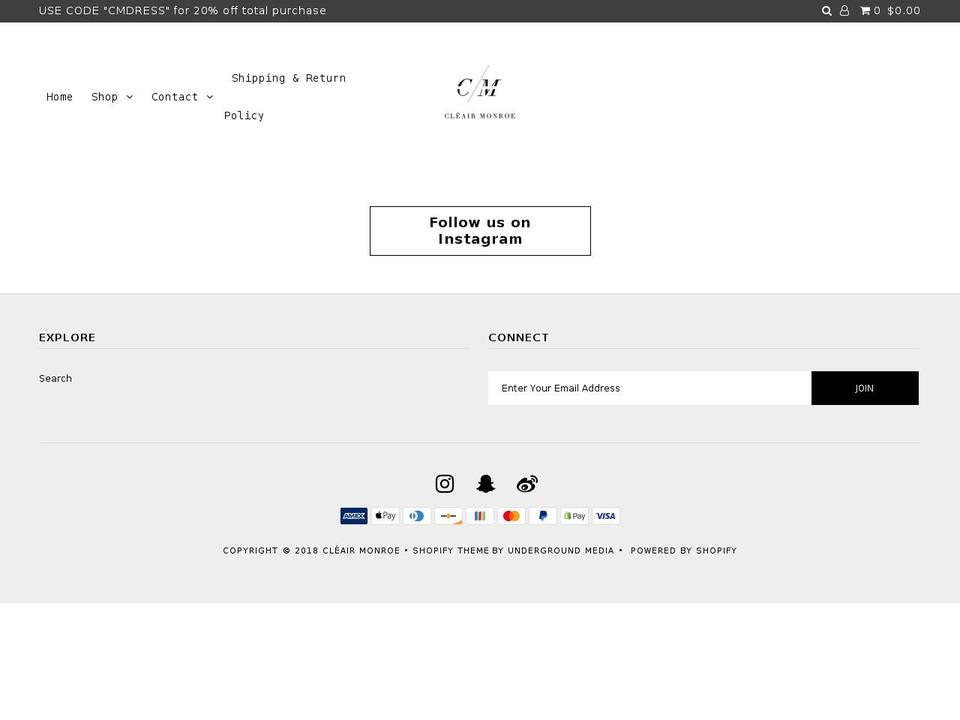 cleairmonroe.com — Shopify storefront screenshot