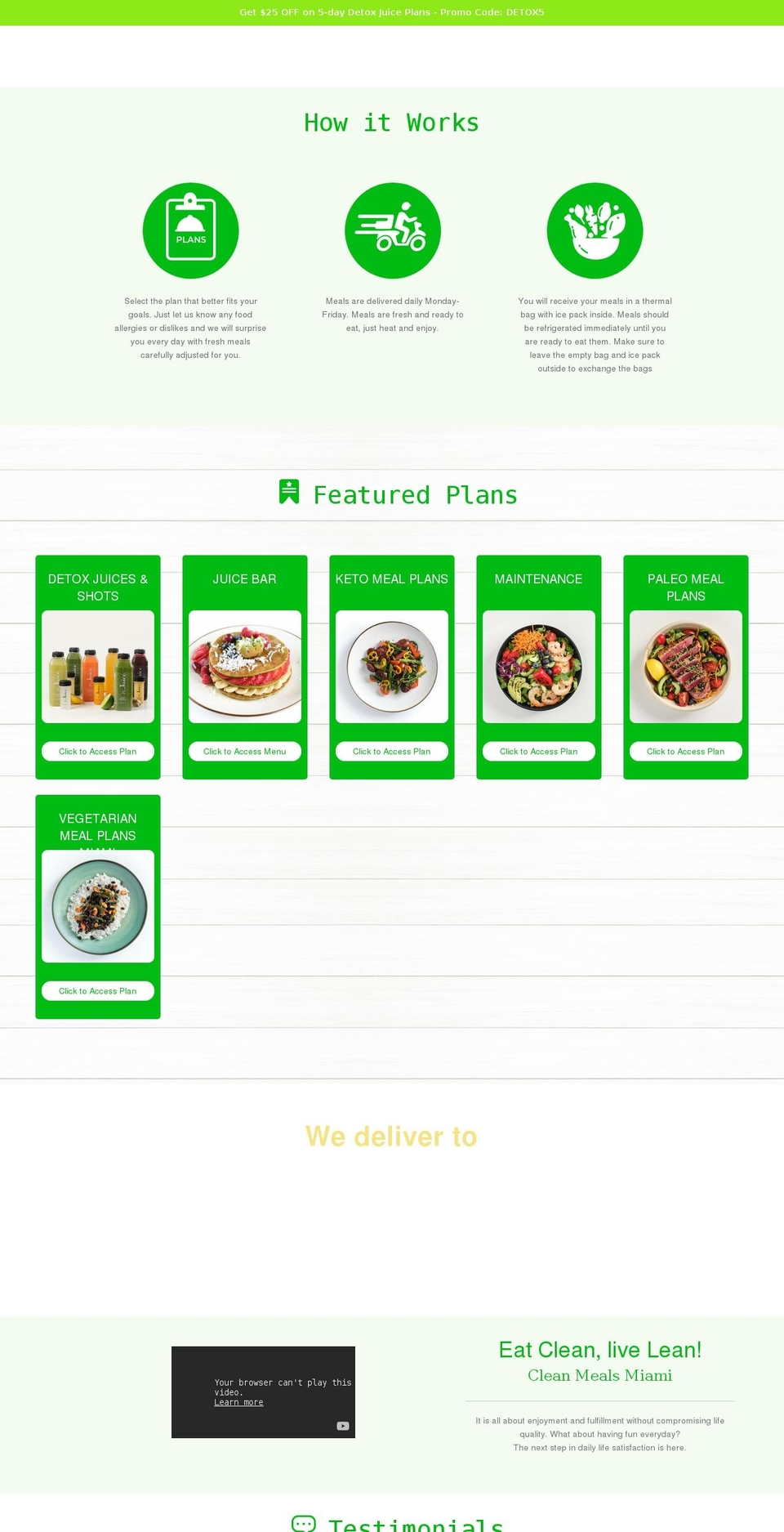 Footer Changes Shopify theme site example clean-meals-miami.myshopify.com