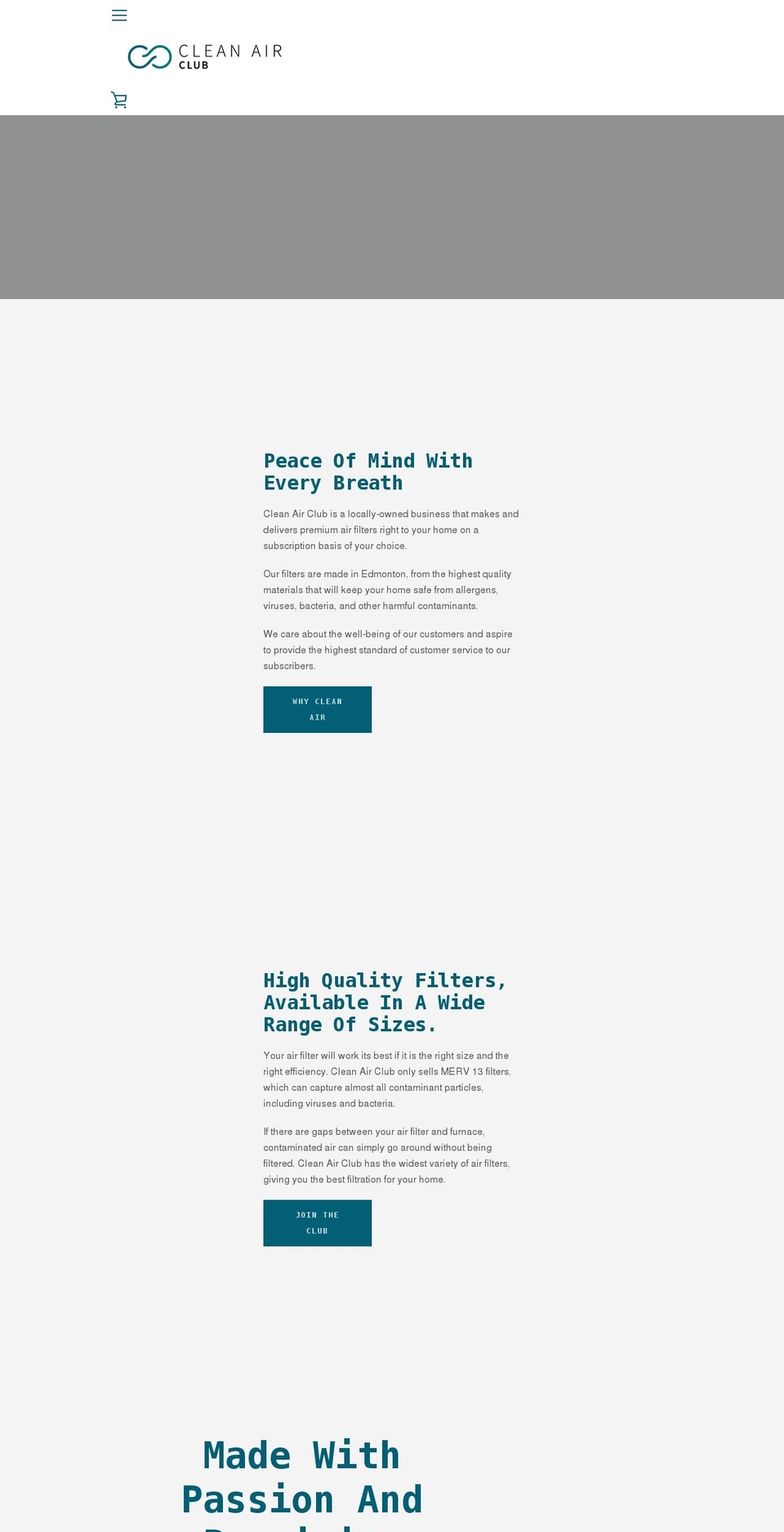 cleanairclub.ca shopify website screenshot