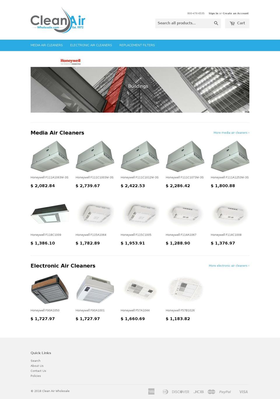 cleanairwholesale.com shopify website screenshot