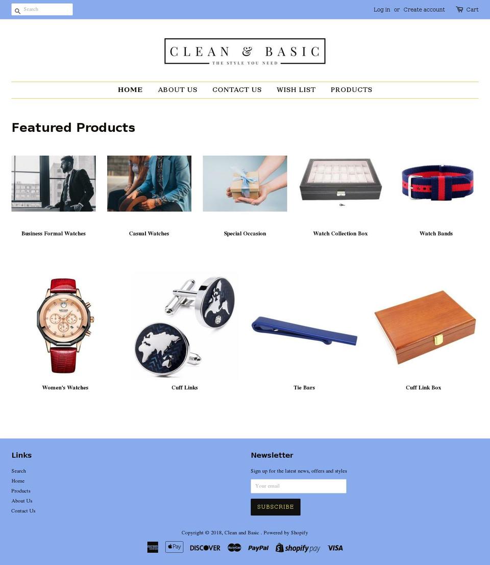 cleanandbasic.com — Shopify storefront screenshot