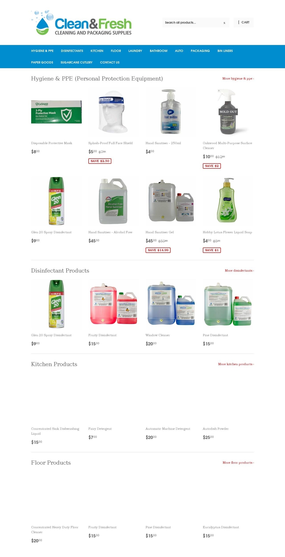 cleanandfresh.net.au shopify website screenshot