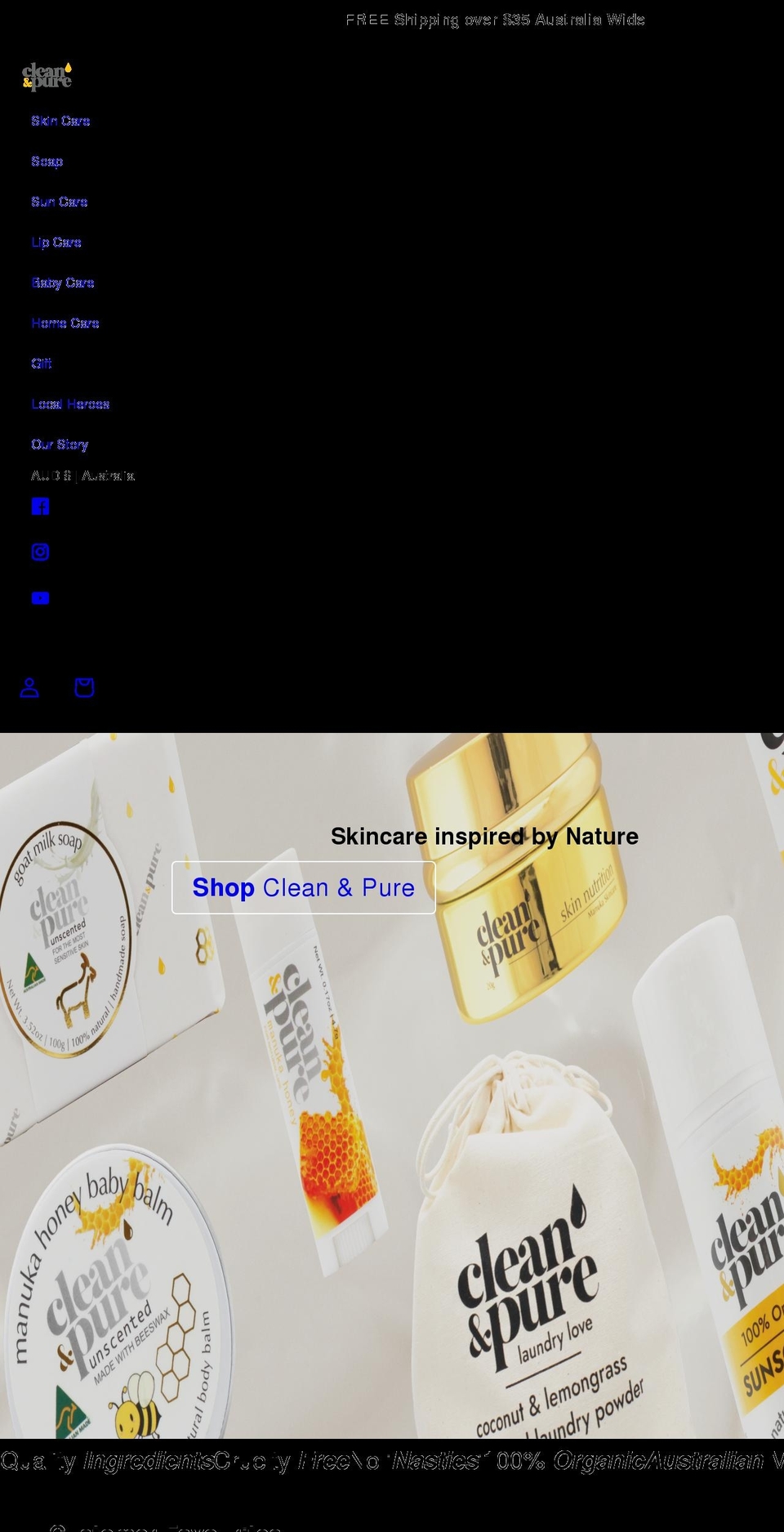 cleanandpure.com.au shopify website screenshot