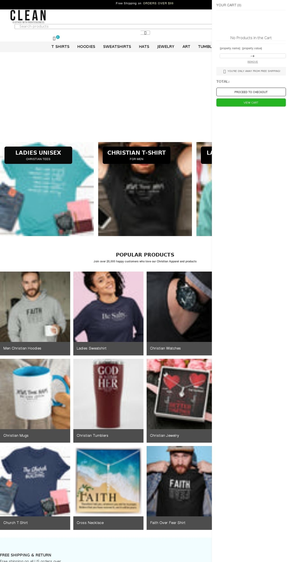 Op Shopify theme site example cleanapparel.com