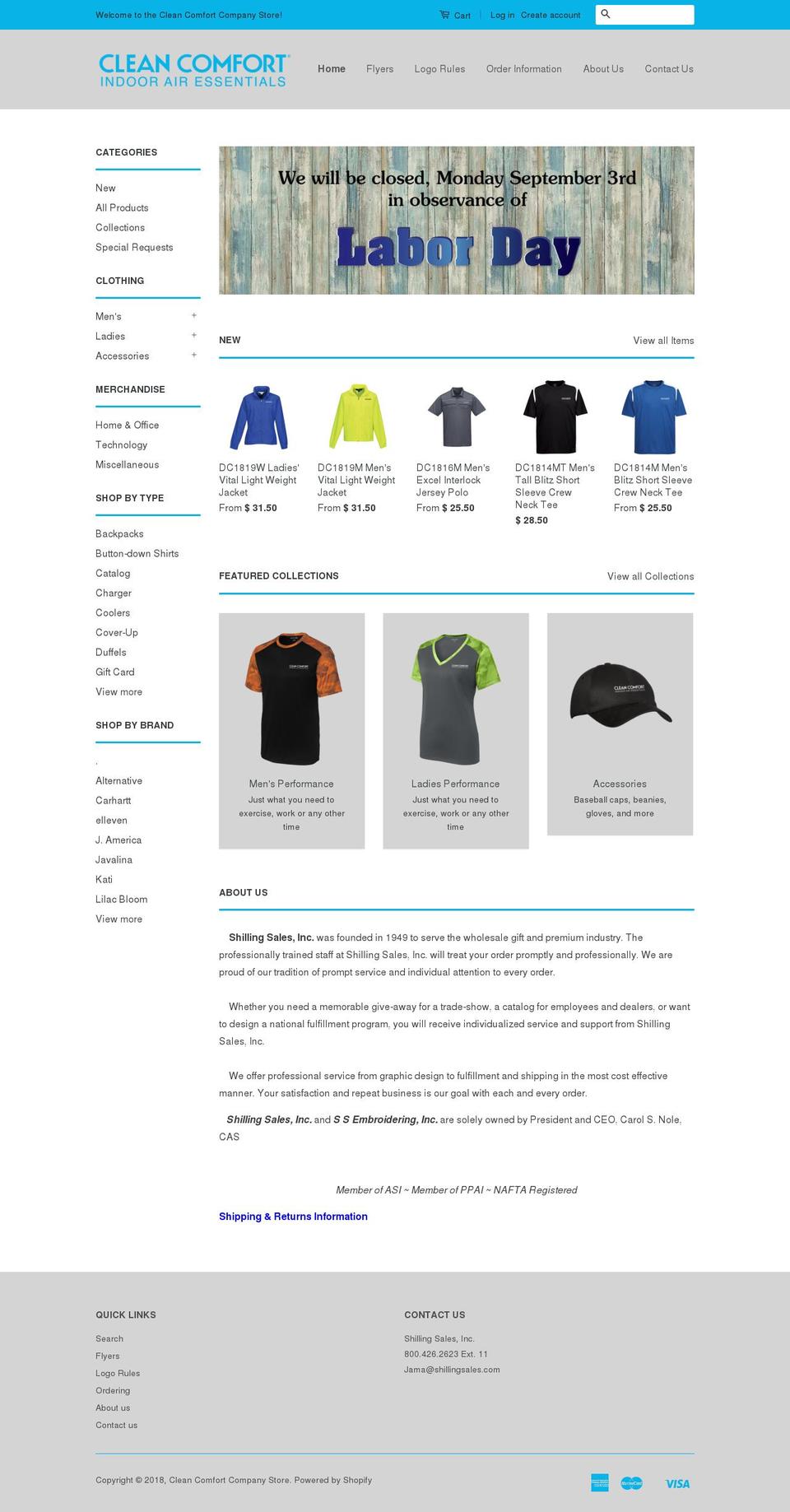 cleancomfortcompanystore.com — Shopify storefront screenshot