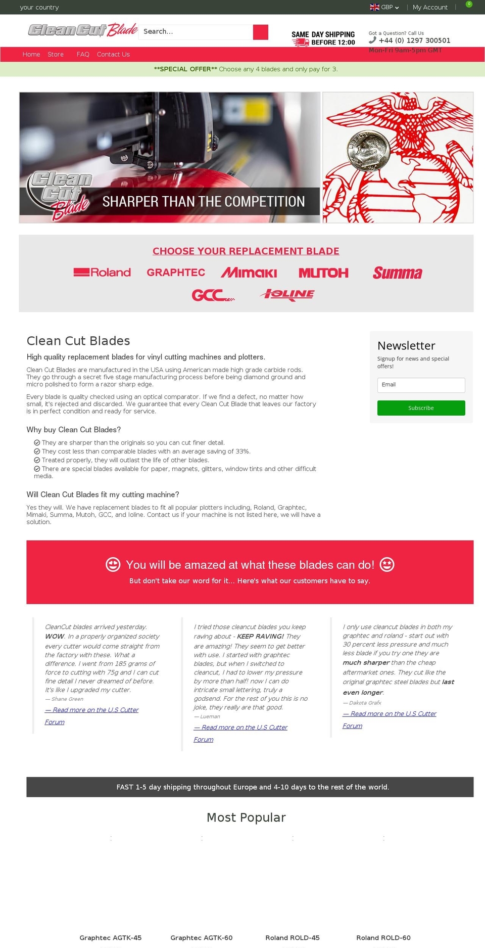 cleancutblades.com shopify website screenshot