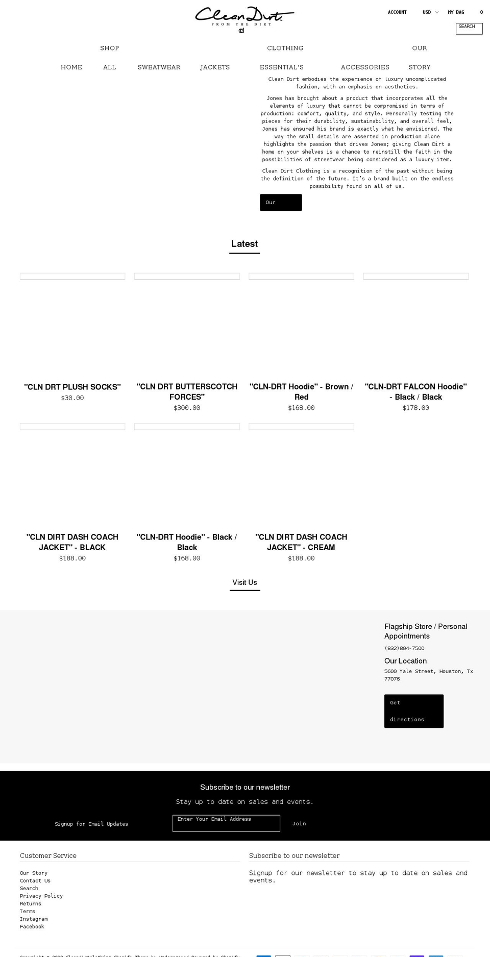 cleandirtclothing.com shopify website screenshot