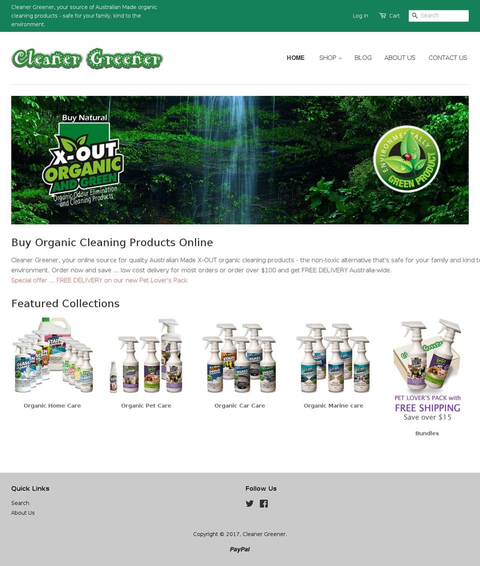 cleanergreener.com.au shopify website screenshot