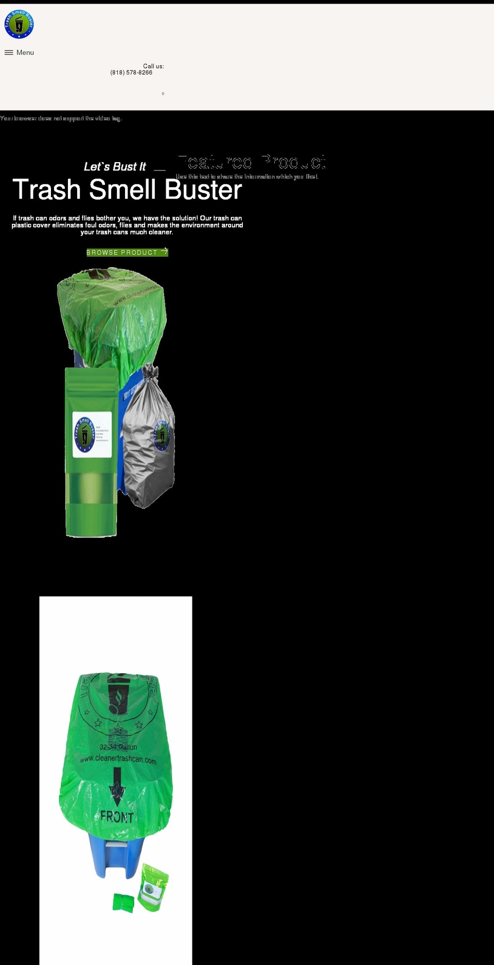 cleanertrashcan.com shopify website screenshot