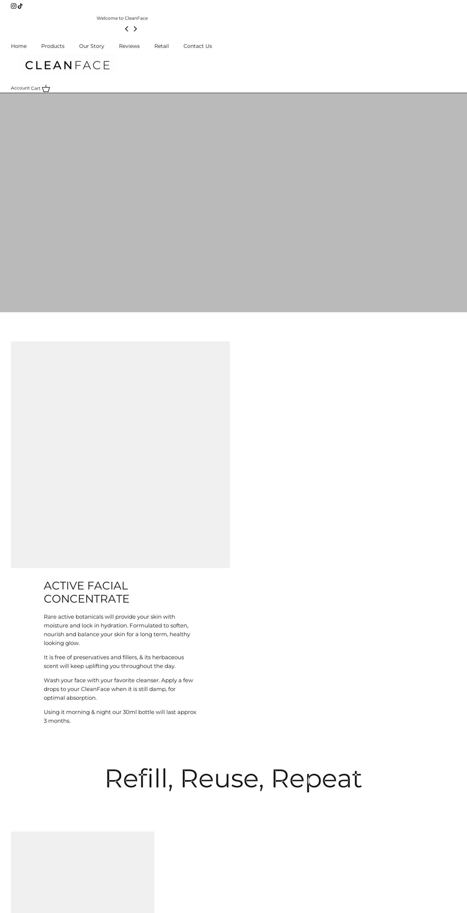cleanface.ca shopify website screenshot