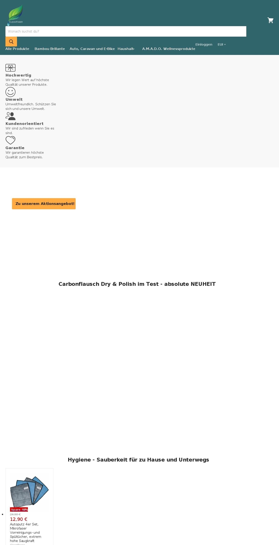 cleanfaser.de shopify website screenshot