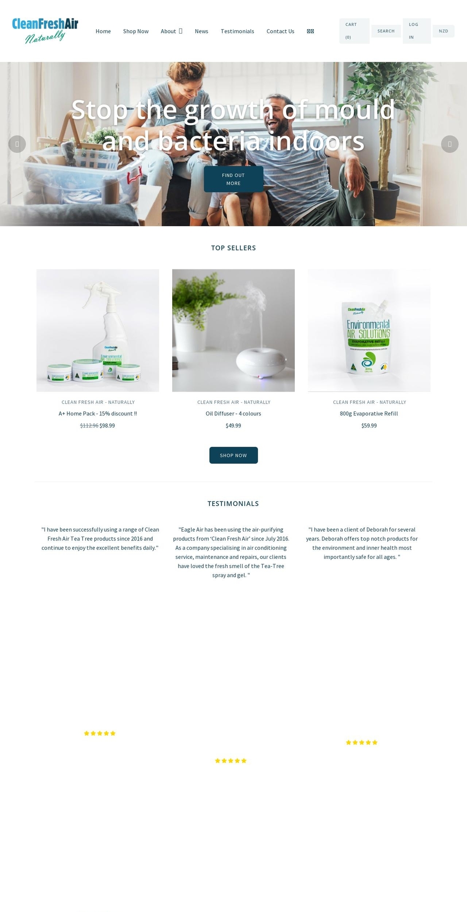 Zyber Shopify theme site example cleanfreshair.co.nz