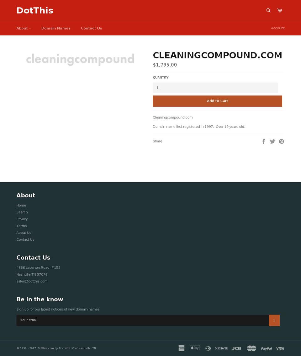 cleaningcompound.com shopify website screenshot
