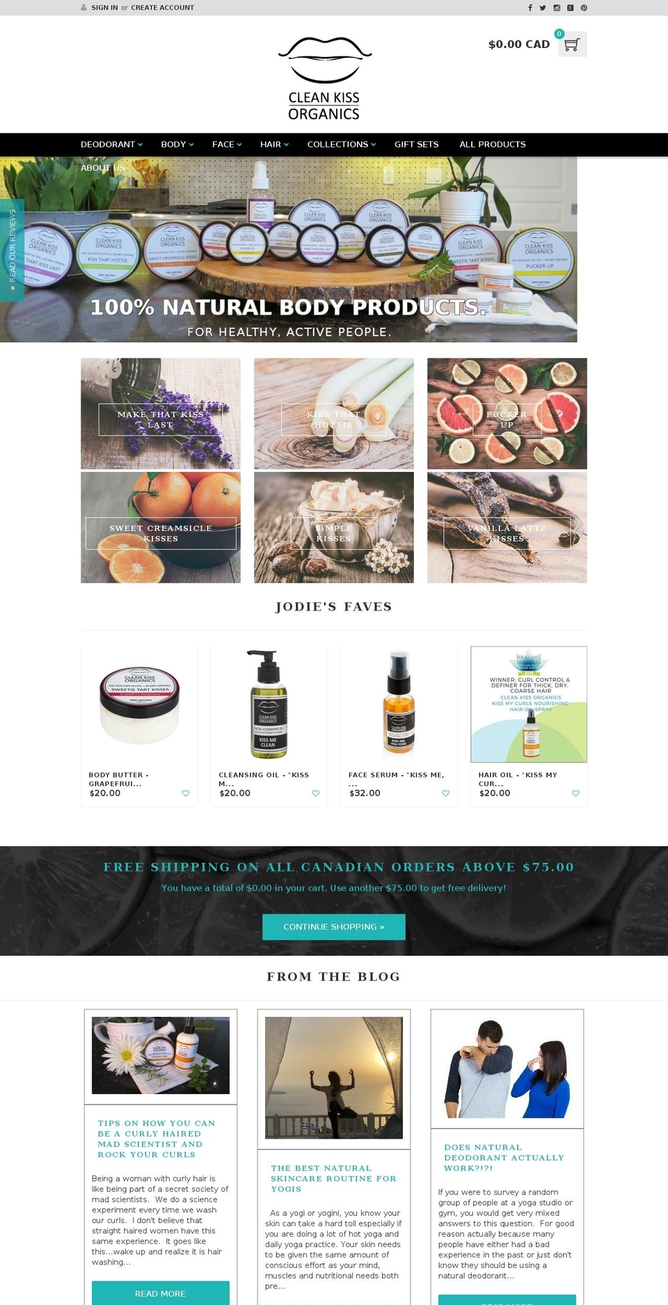 cleankissorganics.info shopify website screenshot