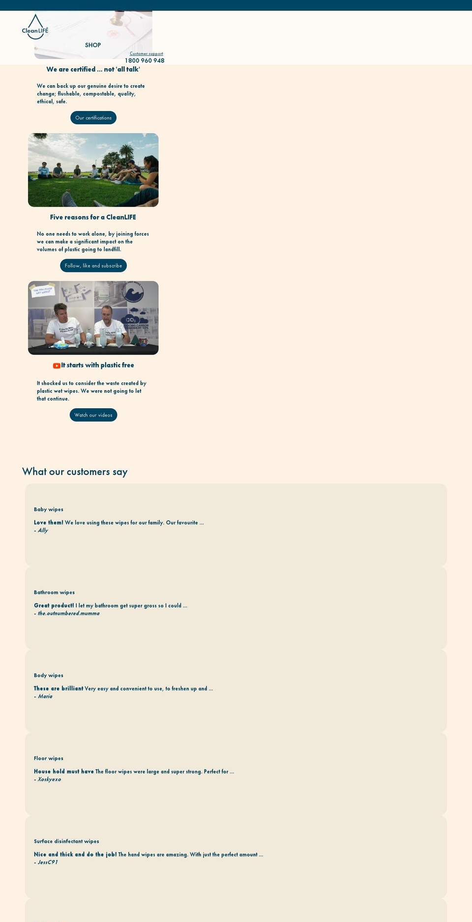cleanlife.com.au shopify website screenshot
