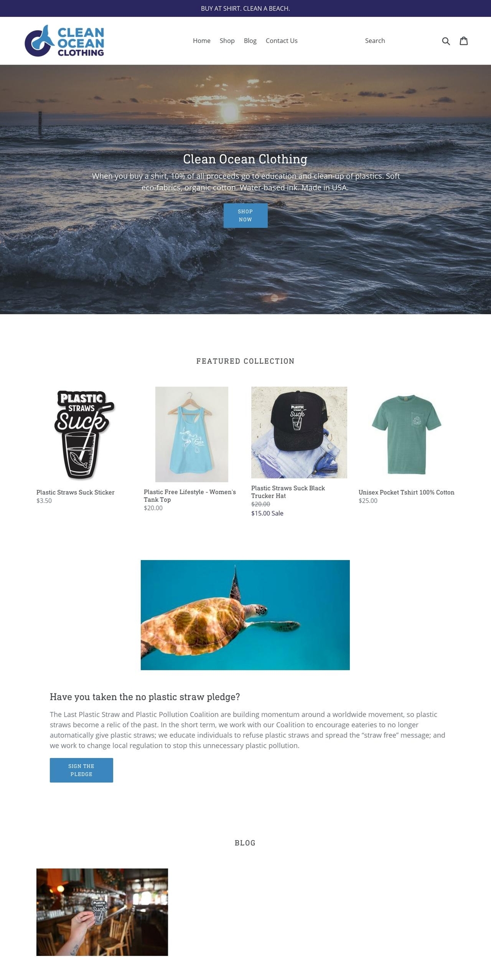 cleanoceanclothing.com — Shopify storefront screenshot