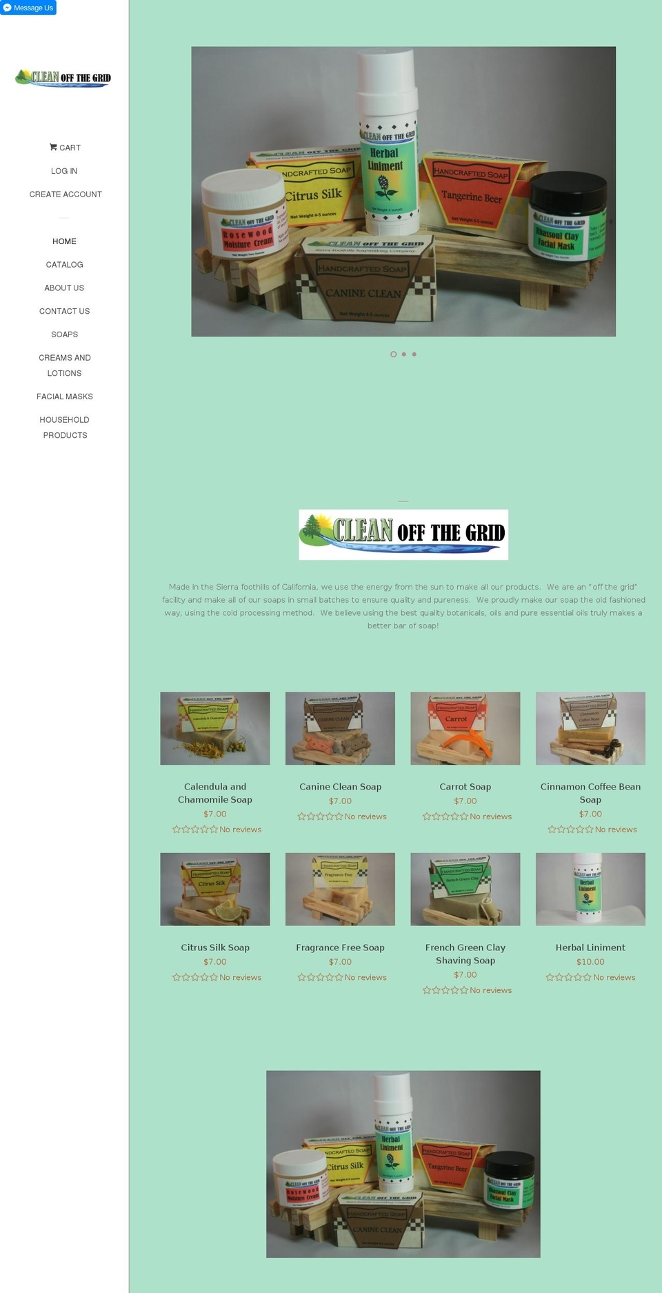 cleanoffthegrid.net shopify website screenshot
