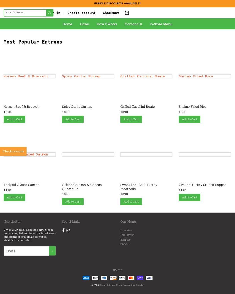 cleanplatemealprep.com — Shopify storefront screenshot