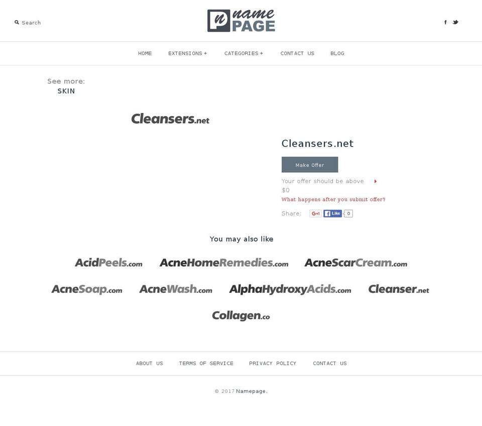 cleansers.net shopify website screenshot