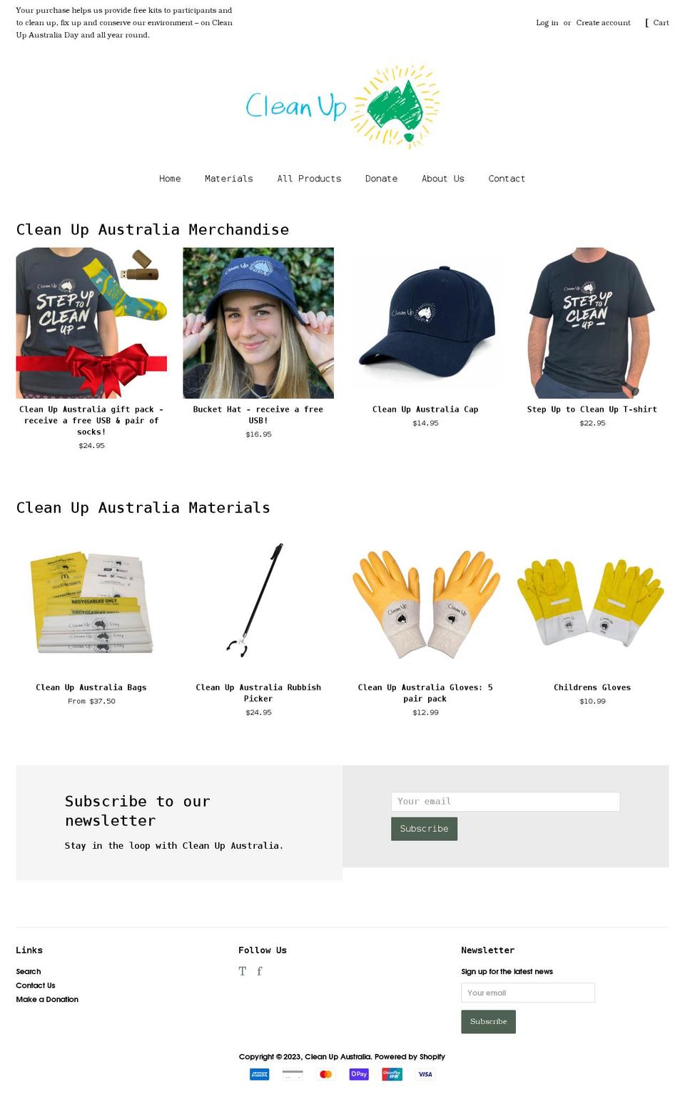 cleanupaustraliastore.org shopify website screenshot