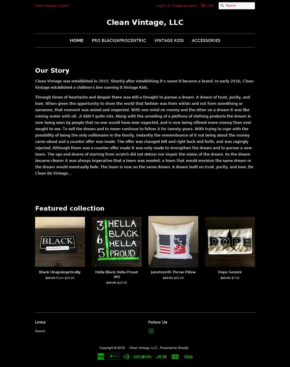 cleanvintage.biz shopify website screenshot