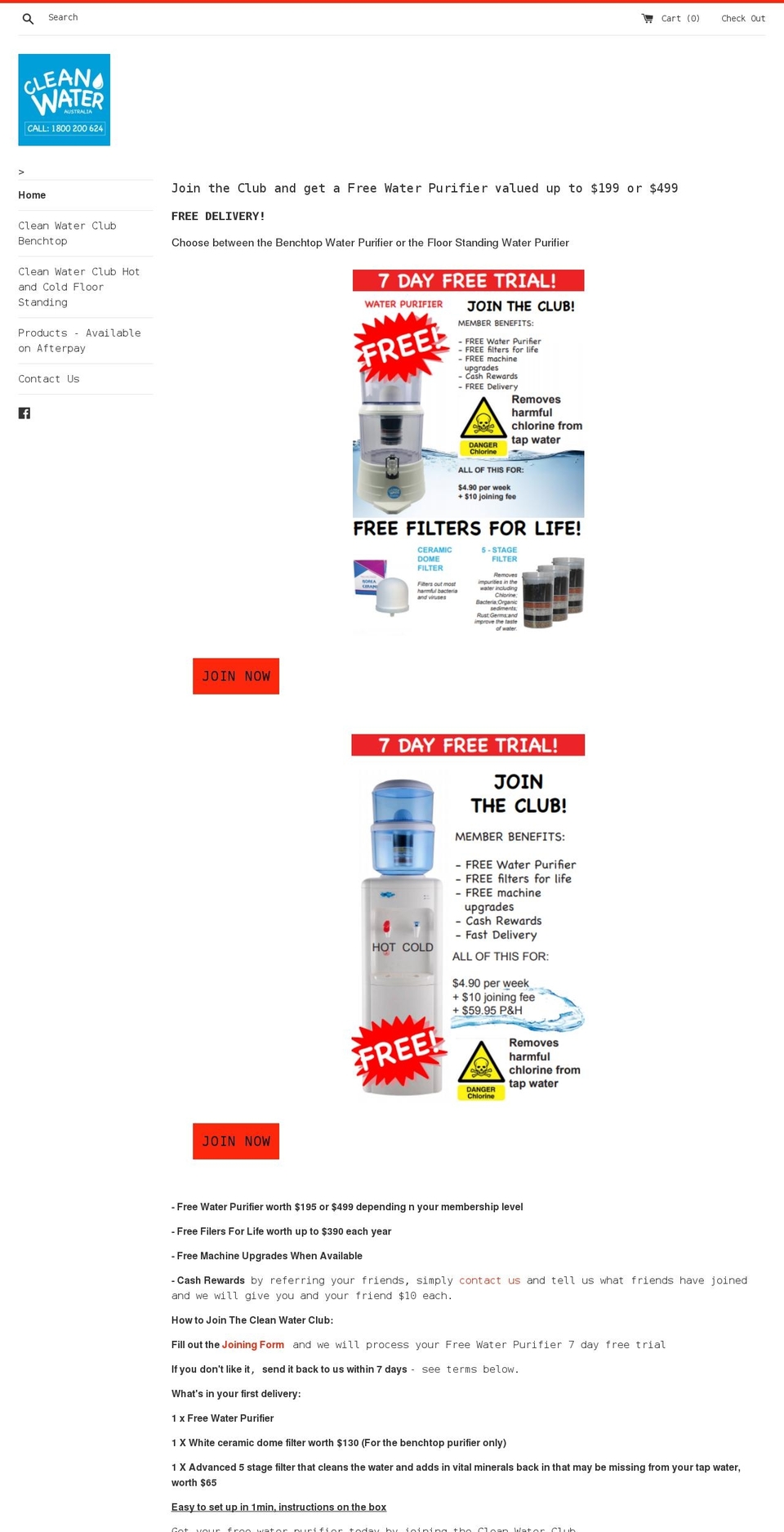 cleanwateraustralia.com.au shopify website screenshot