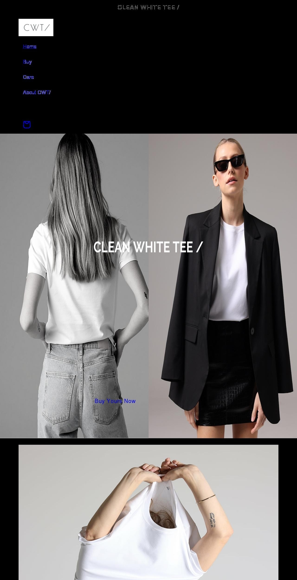cleanwhitetee.com shopify website screenshot