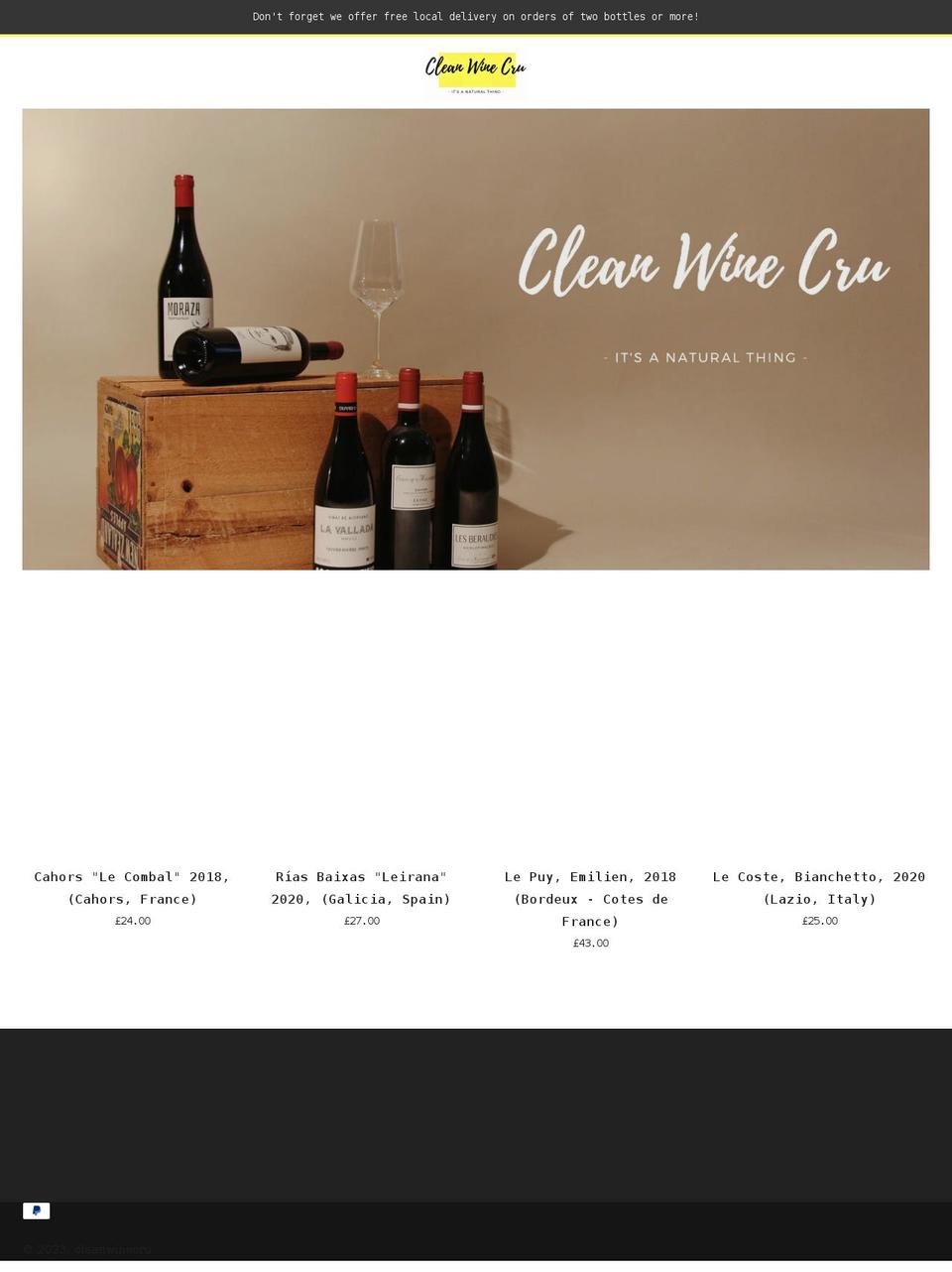 cleanwinecru.co.uk shopify website screenshot