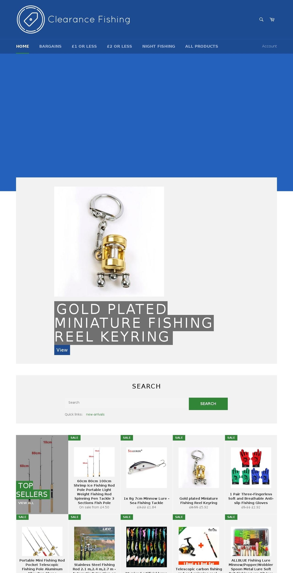 clearancefishing.com shopify website screenshot