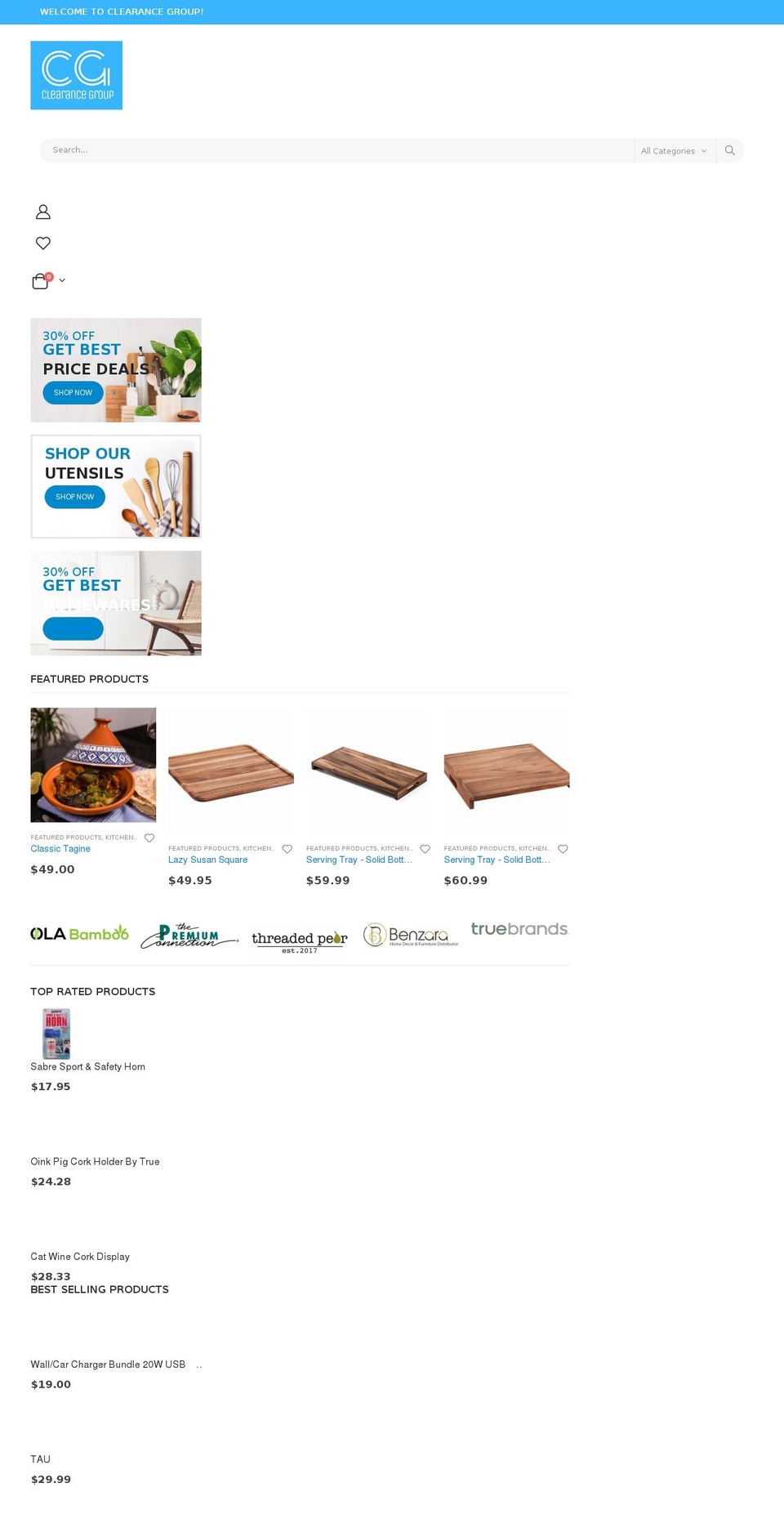 clearancegroup.com shopify website screenshot