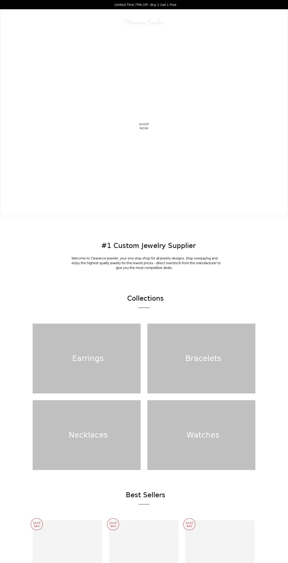 clearancejeweler.com shopify website screenshot