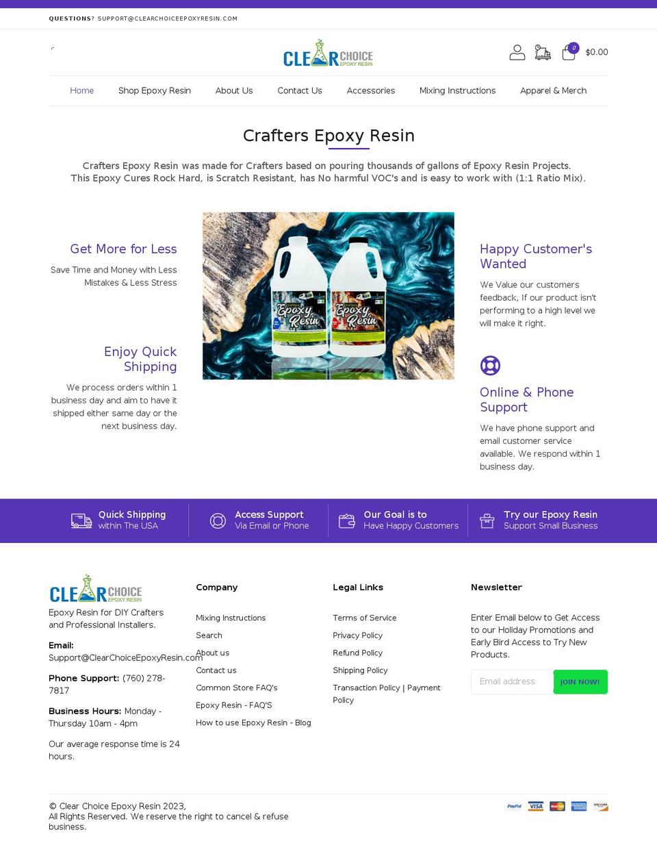 clearchoiceepoxyresin.com shopify website screenshot