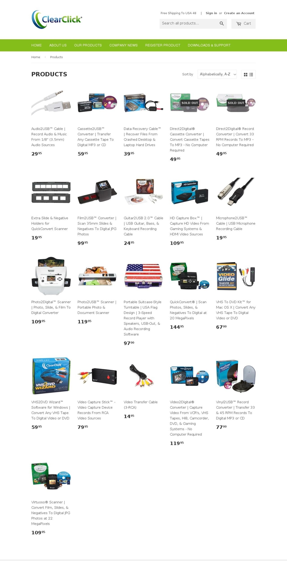 clearclickproducts.com shopify website screenshot