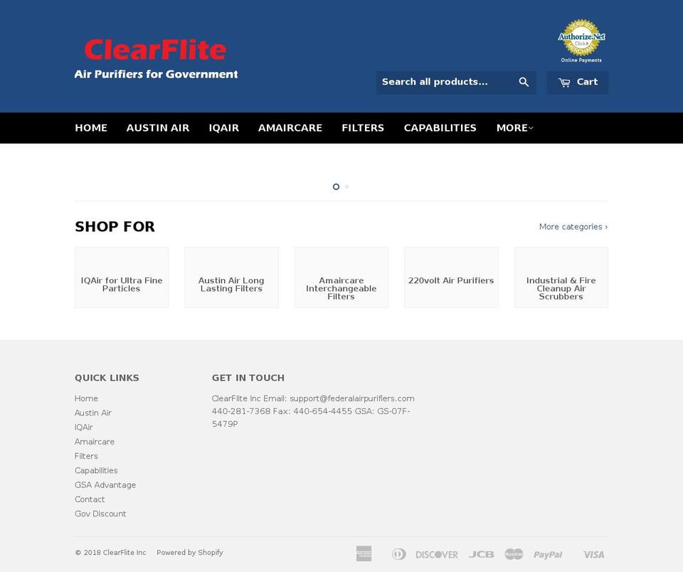 clearfliteinc.com shopify website screenshot