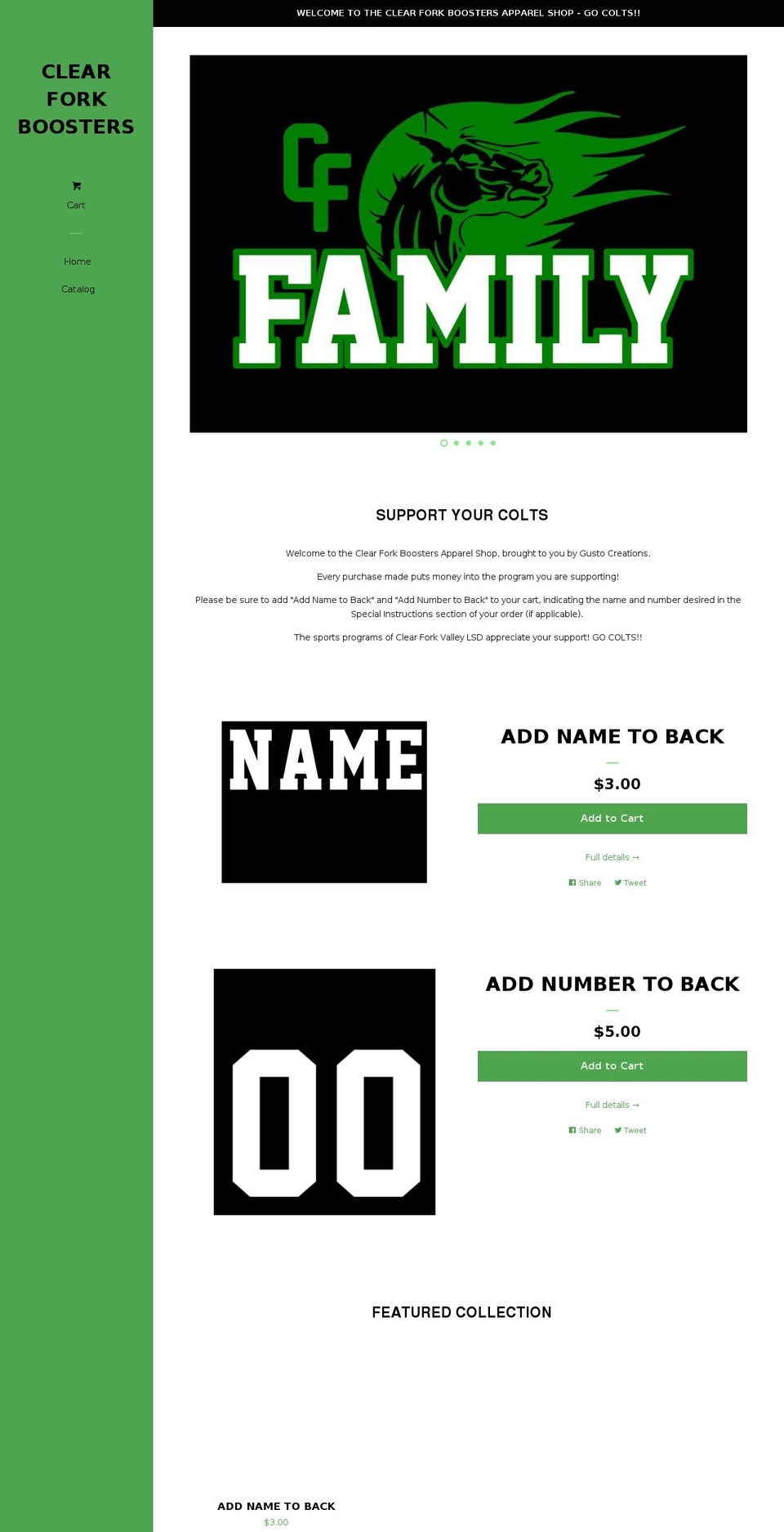 clearforkboosters.com — Shopify storefront screenshot