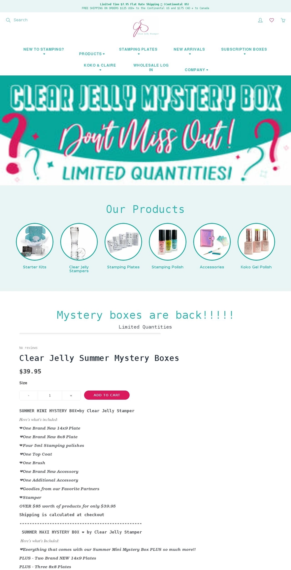 clearjellystamper.ca shopify website screenshot