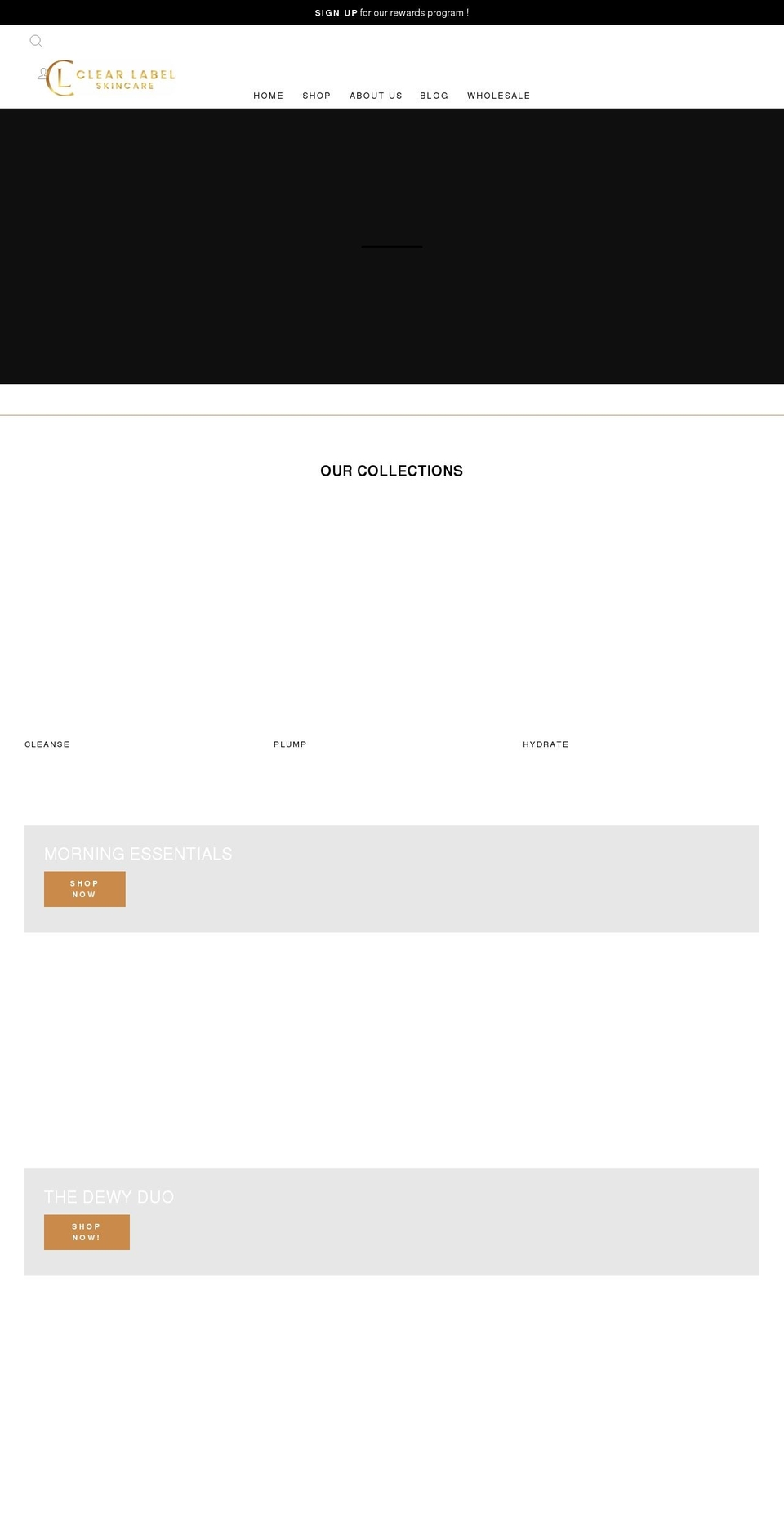 clearlabelskincare.com shopify website screenshot