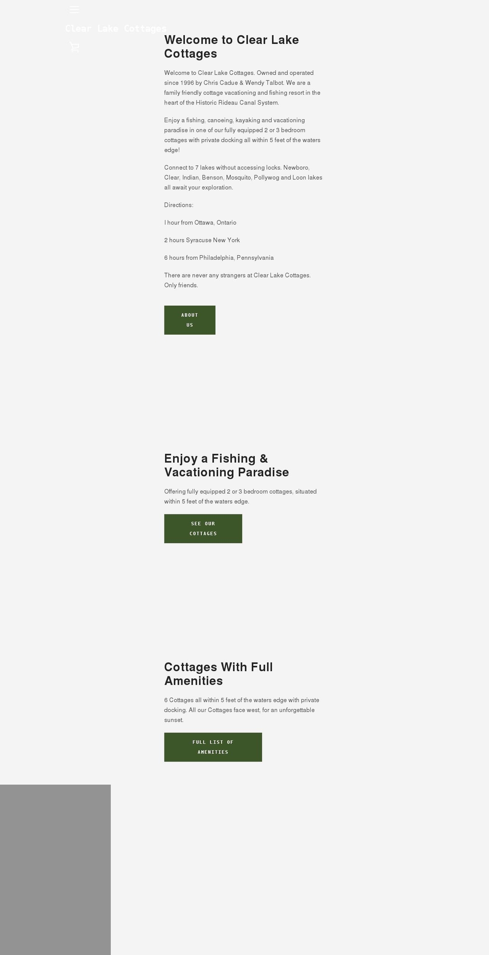 clearlakecottages.net shopify website screenshot