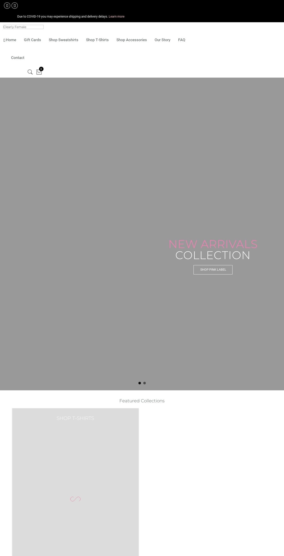 clearlyfemale.com shopify website screenshot