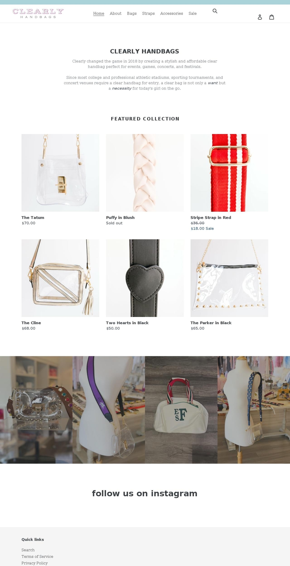 clearlyhandbags.com shopify website screenshot