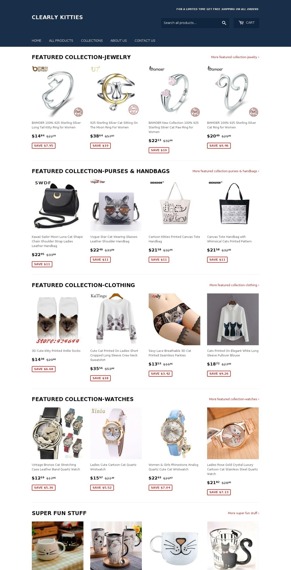clearlykitties.com — Shopify storefront screenshot
