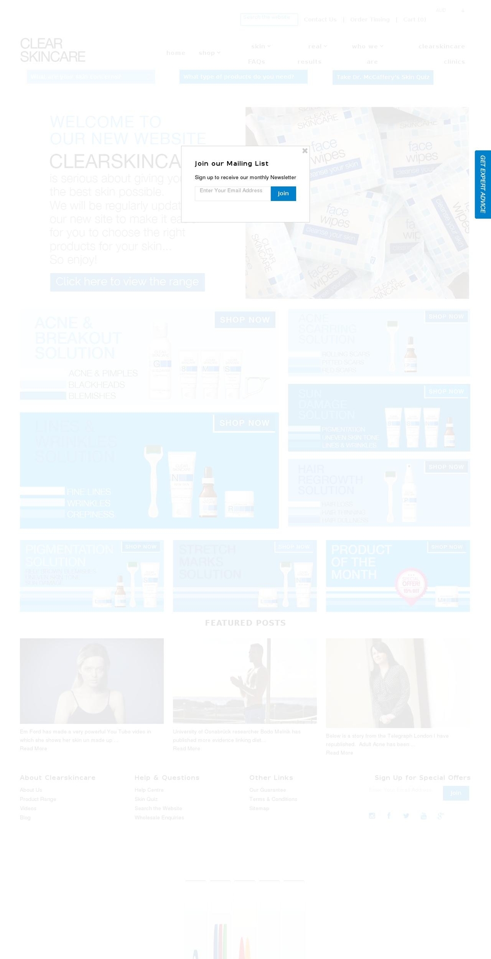 Theme Shopify theme site example clearskincare.com