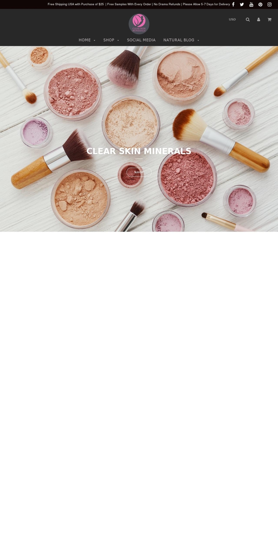 clearskinminerals.com — Shopify storefront screenshot