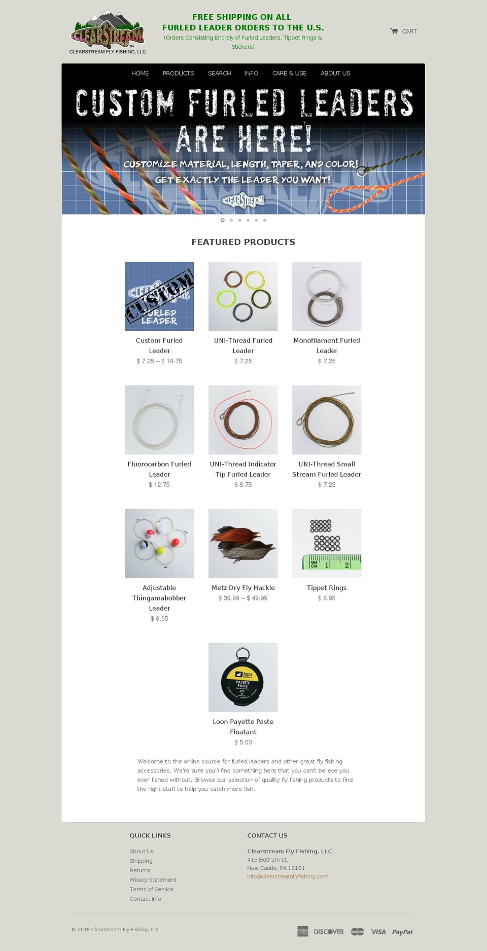 Clearstream Shopify theme site example clearstreamfishing.com