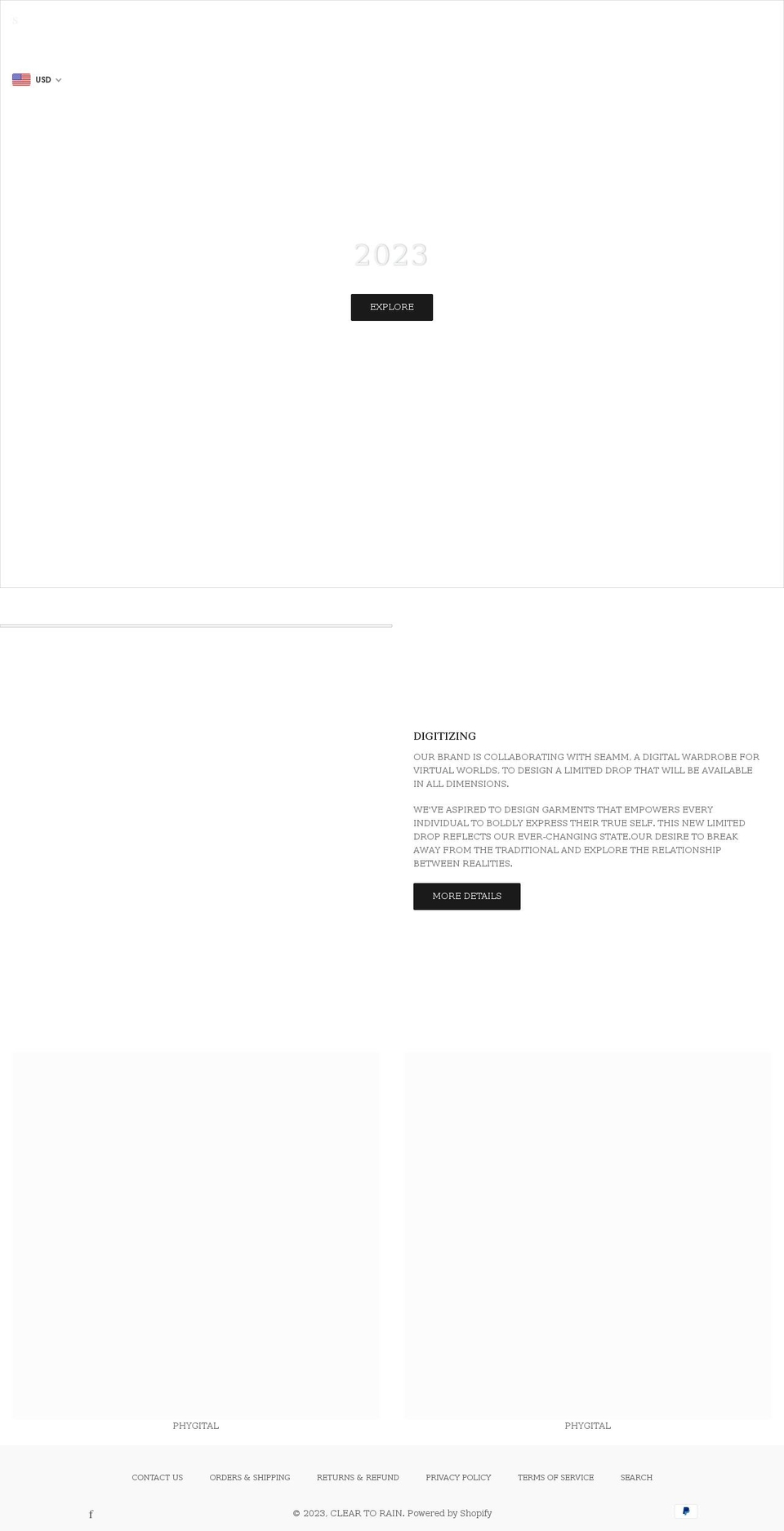 cleartorainofficial.com shopify website screenshot