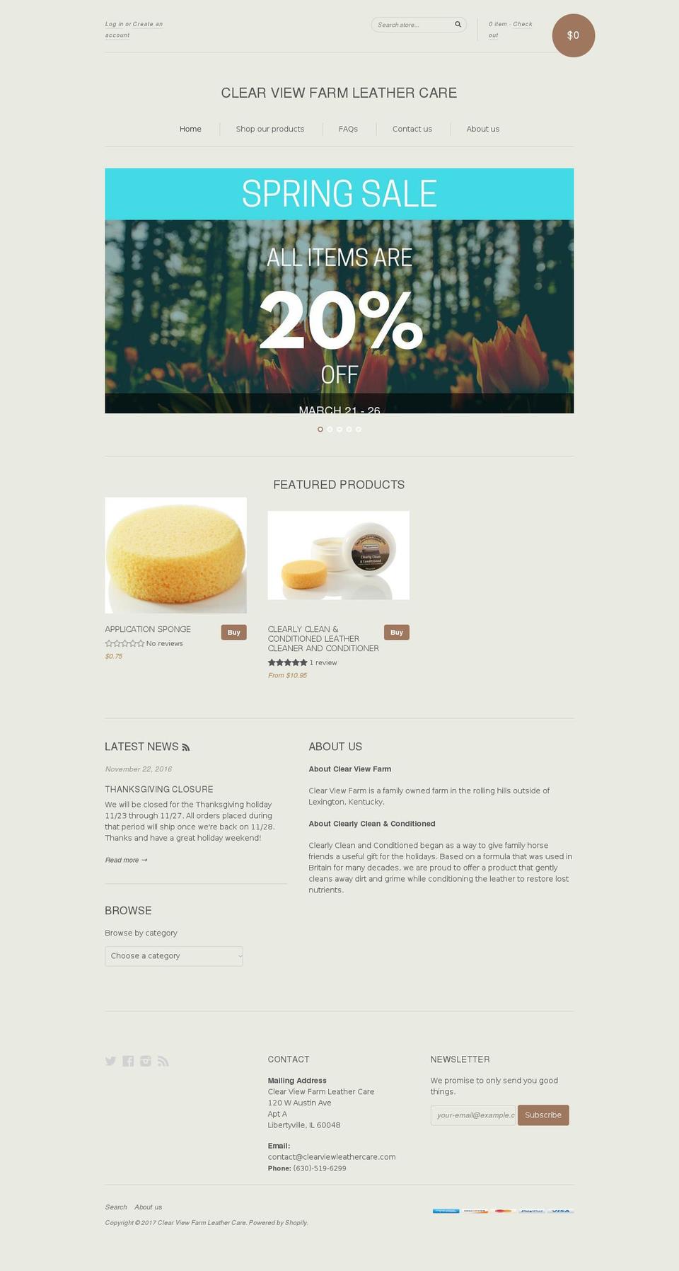 clearviewleathercare.com shopify website screenshot