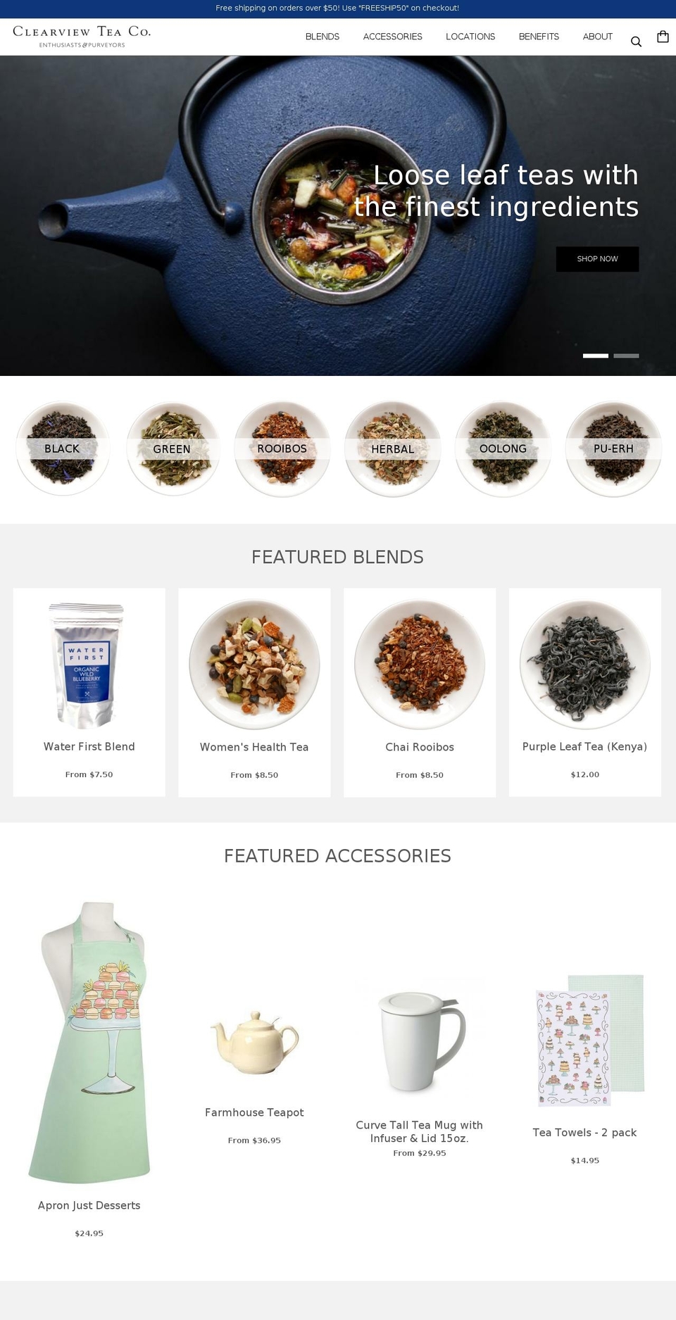 clearviewtea.ca shopify website screenshot