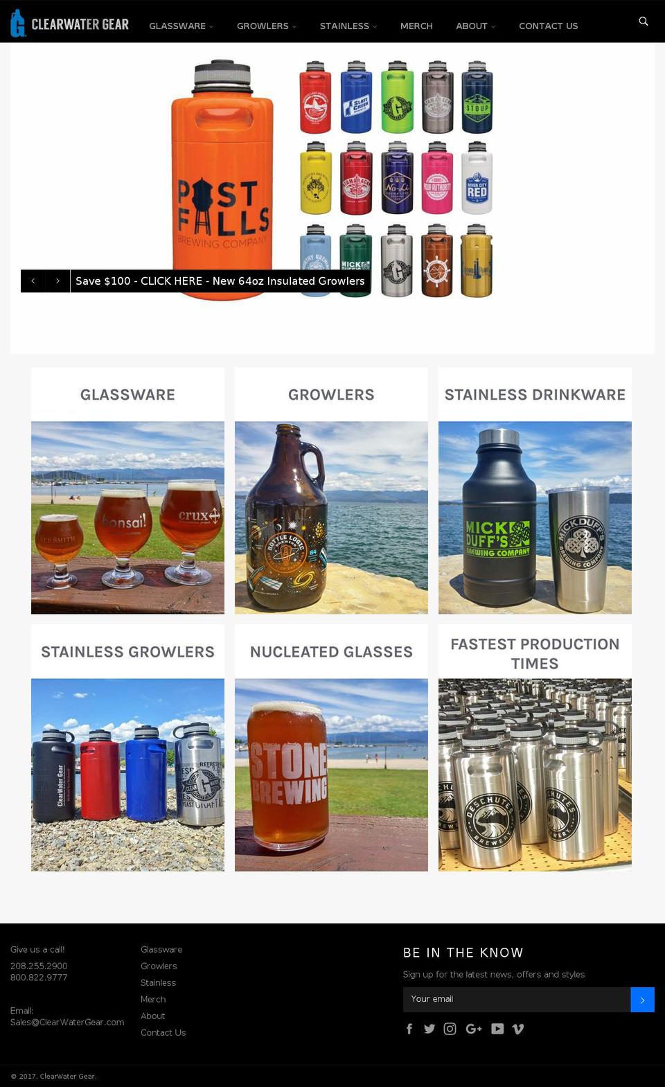 clearwatergear.com shopify website screenshot