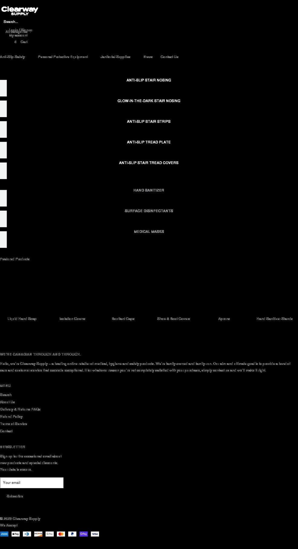 clearwaysupply.com shopify website screenshot